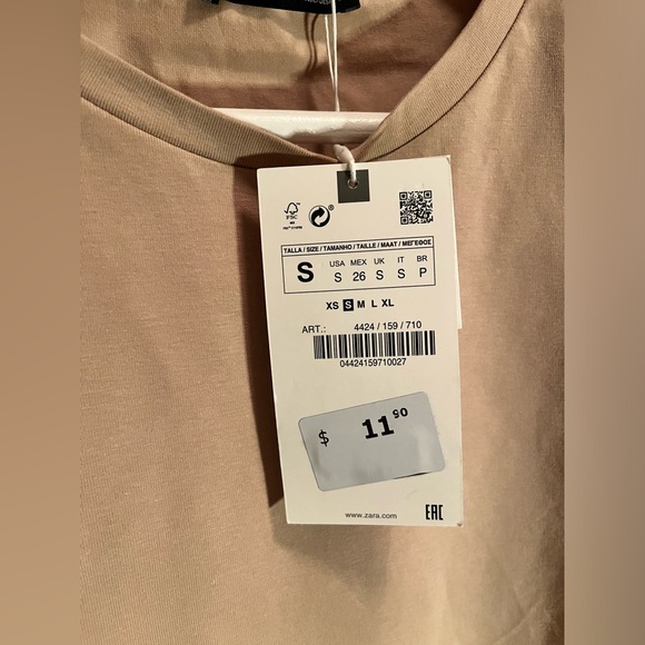 NWT Zara Nude T shirt in Size Small - Picture 3 of 5